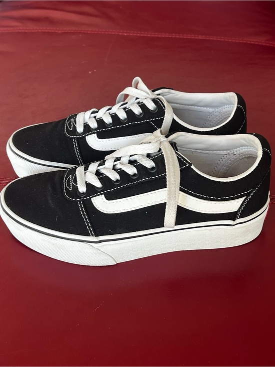 Vans Shoes - Vans Old Skool Classic Black Canvas Platform Sneaker with White Stripe Size 6.5